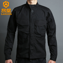 Spring and autumn long-sleeved outdoor tactical shirt mens breathable army fan multi-pocket army shirt top jacket jacket