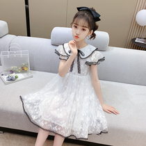 Boom girls dress 2022 Summer dress new foreign air CUHK White Lace Dress Girl Princess Dresses