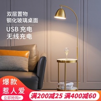  Light luxury floor lamp Living room Bedroom bedside Nordic storage art design sense Creative sofa next to coffee table table lamp