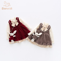 Girls dress autumn and winter new style foreign cute baby Lolita princess skirt one-year dress childrens winter wear