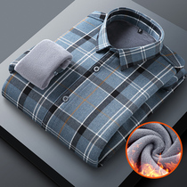 Mens warm underwear Youth checkered sweaty Garnapped Thickened Shirt Middle-aged Casual Dad Dress Shirt Male Blouse