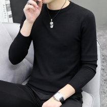 Sweater mens round neck spring and autumn with base sweater pure black long sleeve T-shirt Joker sweater sweater