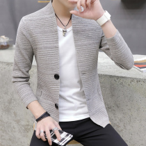 Sweater mens Korean V-neck spring and Autumn thin fashion handsome mens knitted cardigan long-sleeved jacket anti-seasonal mens clothing
