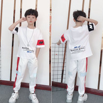 Boys summer clothing suit CUHK Tong Shuai Gas Street Dance Childrens tennis Red Ocean White Short Sleeve Sports Tide 10-15