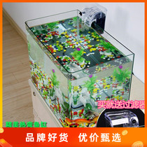 HD transparent hot curved square glass ecological goldfish tank creative tank small desk aquarium ecological landscaping