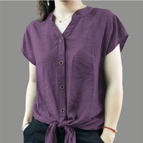  Thin chiffon shirt womens summer short-sleeved 2021 new design sense niche shirt loose temperament belly cover top