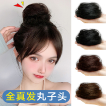 Gball head fake Hairband lazy man hair artifact flower head roll Hairband real hair natural fluffy wig bag half hair accessories