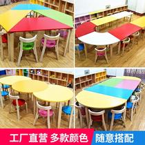 Table Stool Children Table And Chairs Kindergarten Art Room Bar Solid Wood Early Education Park Training Course Painting Room School Strip Table