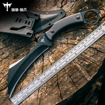 Wolf outdoor survival knife sharp tool self-defense military knife field survival tritium knife
