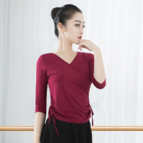 Dance clothing practice womens coat V-collar autumn and winter long sleeve Modal black classical dance form clothing training set