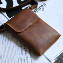 Real Leather Art Mobile Phone Baotou Layer Beef Leather Single Shoulder Small Satchel Bag Mad Mapi Minima Carry-on Casual Little Backpack Retro