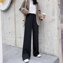 2022 size womens early spring new hanging temperament fat sister mm straight leg wide leg suit pants high-waisted mop pants