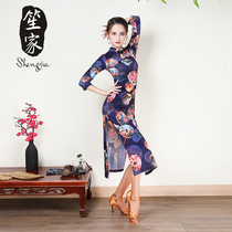 Latin dance cheongsam dress split stretch 2021 new summer classical dance practice clothes dance Special