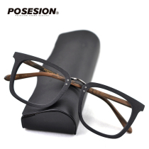  POSESION retro large frame glasses frame wooden square large frame glasses male black frame myopia eye frame female tide