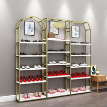Shopping mall shoe shop shoe rack display shelf against the wall girl shoe shop floor opening shop decoration shelf with lamp rack