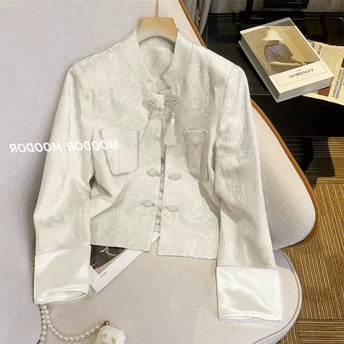 Элитная куртка, китайский стиль, в стиле Шанель, большой размер