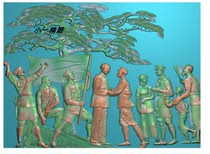 Red Army engraved map Anti-Japanese Red Army Jinggangshan meeting Eighth Route Army high-definition carved relief map grayscale map