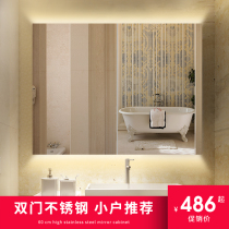 Stainless steel brushed bathroom mirror cabinet with lamp toilet mirror with locker wall hanging small apartment mirror cabinet custom