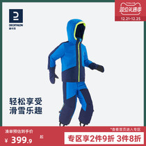 Decathlon childrens ski clothes one-piece three-in-one ski pants ski pants ski gloves detachable KIDK