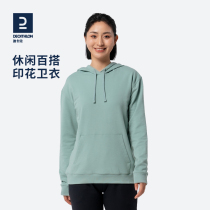 Dikannon hooded sweatshirt female spring new sports necropolis knitted round collar with cap casual long sleeve jacket WSLW