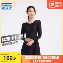 Decathlon swimsuit Womens Flat corner long sleeve swimsuit slim conservative hot spring swimsuit 2021 New IVD1