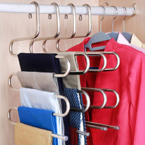 304 stainless steel pants support multi-layer clothes hanging hanger towel scarf blanket neckline rack multifunctional magic trouser rack