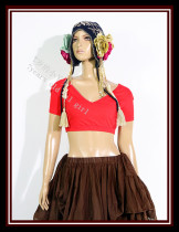 Belly dance brand design stretch cotton front and rear V-neck short sleeve top AY03