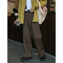 Coke Life Original Autumn Japanese Retro Double Pleated Straight Loose Legs Casual West Pants for Men and Women
