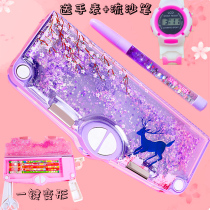 Douyin same Net red sand pencil box pencil box creative ins tide girl boy boy pupils cute children kindergarten student tycoon multifunctional cherry blossom cylindrical Princess Plastic first grade