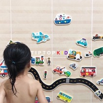 TTK | Korean childrens bathroom bath toy dip sponge wall sticker with storage bag