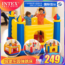INTEX trampoline with protective Net Childrens jumping bed home folding inflatable park Castle indoor bouncing bed toy