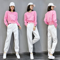 European goods plus velvet sports suit women autumn and winter 2021 new fashion foreign style loose temperament leisure two-piece set