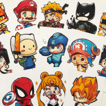 Animation copy card Junior childrens creative painting entry men and women marker pen watercolor art practice card