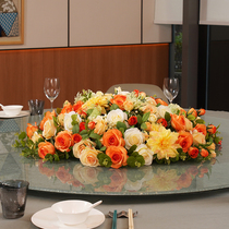 Hotel Large Round Table Turntable Emulation Flower Upscale Dining Room Dining Room Table Flower Pendulum Hotel Decoration Flowers Large Furnishing