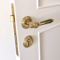  Yibili American gold door lock Light luxury indoor Nordic bright gold PVD door lock Bedroom silent magnetic lock