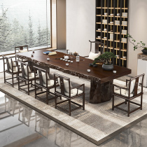 Log whole board solid wood Tea Table Office living room tea room kung fu tea table new Chinese Zen tea table and chair combination