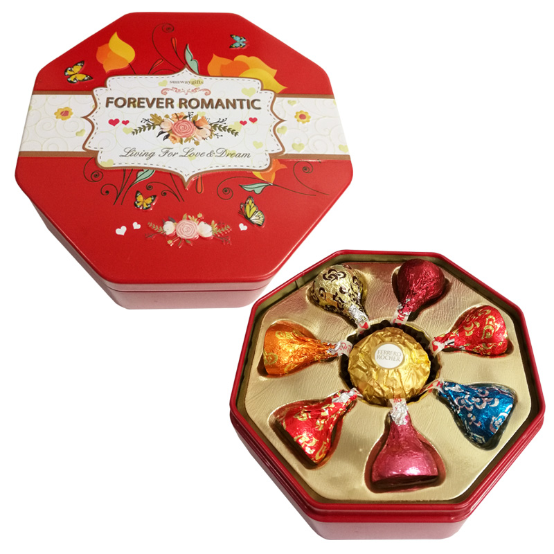 Hersheys Good Time Chocolate 7 Capsules and Ferrero 1 Gift Box Wedding Sweet Octagonal Red