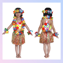 Hula costume Childrens performance costume Skirt performance spoof props Hawaiian wreath Wreath set program