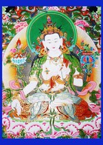 White Manjusri Pusa Buddha portrait card White Manjusri Bodhisattva Buddha statue Thangka hanging picture HD picture plastic seal