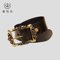 Dingma Shi childrens belt belt boy student middle school boy youth cowhide carved belt