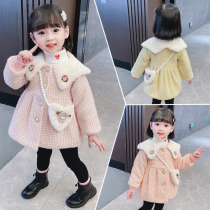 Girl New Winter Dress Cotton Clothing 5 Girl Cute Thickened Coat 2-6 Children Love Satchel Clips Cotton Sweater Coat
