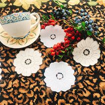 Eurostyle Retro Wind Pure Cotton Cloth Art Embroidered Tea Cup Cushion Coffee Cup Cushion Table Mat shooting Props Cutlery Mat
