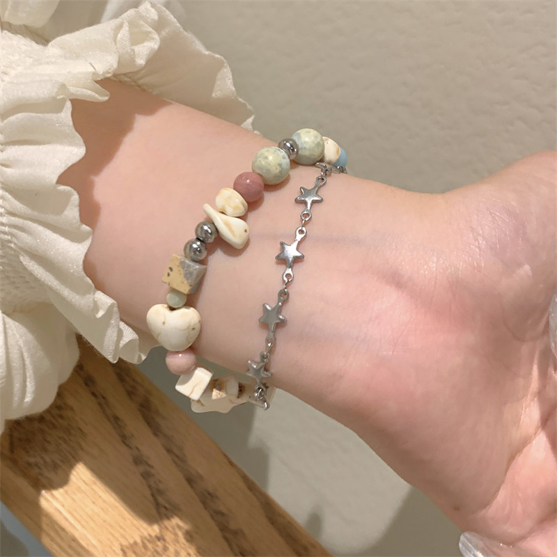 FANTAI海星碎石双层手链女小众设计感天然石串珠手串闺蜜学生夏季