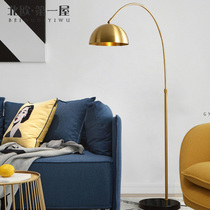 Post-modern all-copper floor lamp living room bedroom study model room art hanging fishing line Nordic light luxury floor lamp