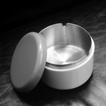 Advanced gray stainless steel ashtray creative personality trend household living room office ashtray with cover windproof ashtray