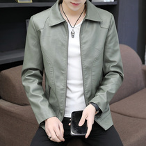 Mens lapel velvet thickened jacket 2020 new autumn and winter Korean version young male youth PU leather jacket