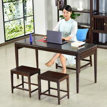 Desk New Chinese study table and chair combination mahogany furniture black red sandalwood writing desk table tea table dual use 1 4 meters