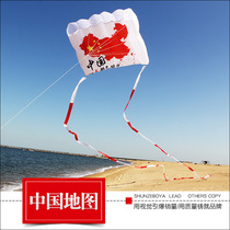 2021 New Weifang Long Tail Large Adult Software Anti-wind China Map Flag Kite Kevlar Reel