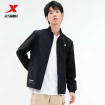 XTEP running jacket mens 2021 spring new mens sportswear thin velvet warm sports stand-up collar windbreaker jacket