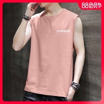 Pure cotton vest mens trendy brand summer thin section outer wear waistcoat sleeveless sleeveless t-shirt loose basketball fitness sports